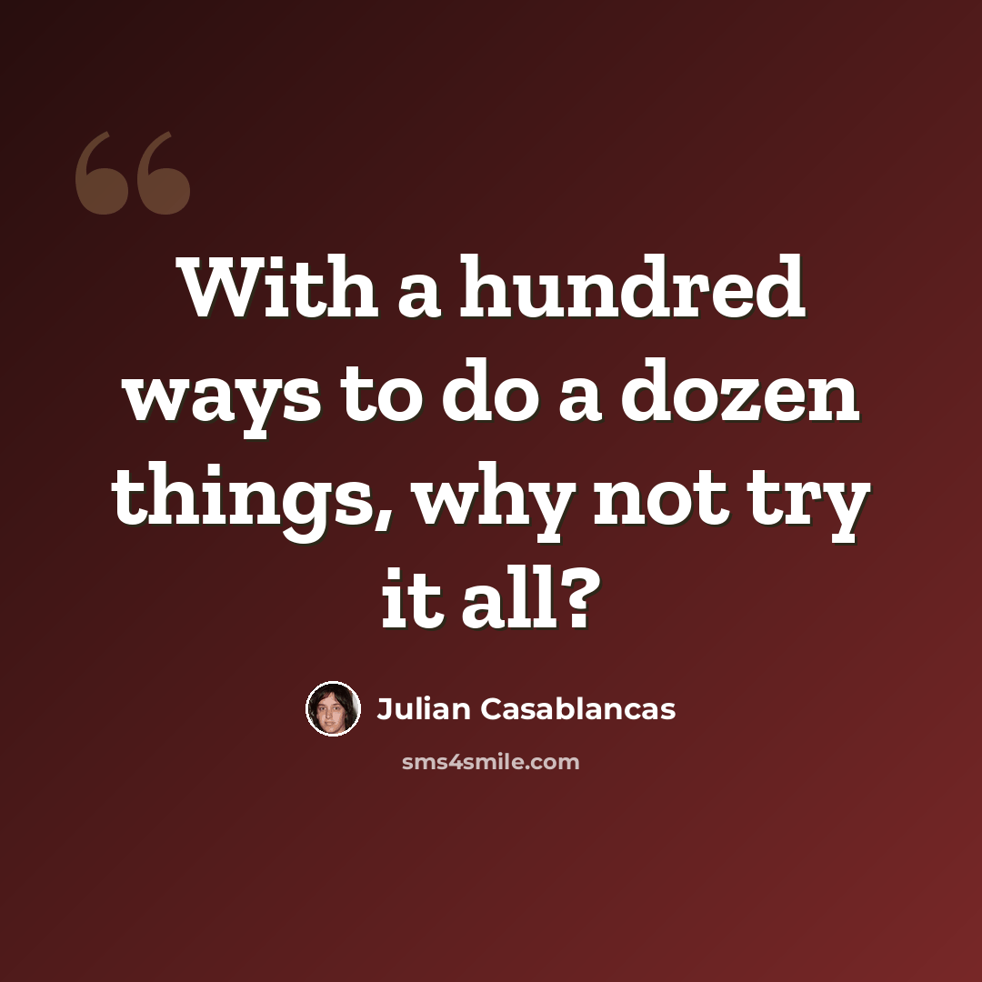 “With a hundred ways to do a dozen things, why not try it all?” quote by Julian Casablancas