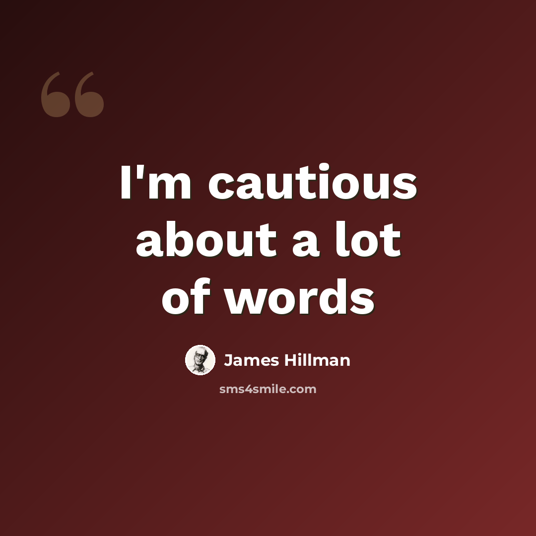 “I'm cautious about a lot of words” quote by James Hillman