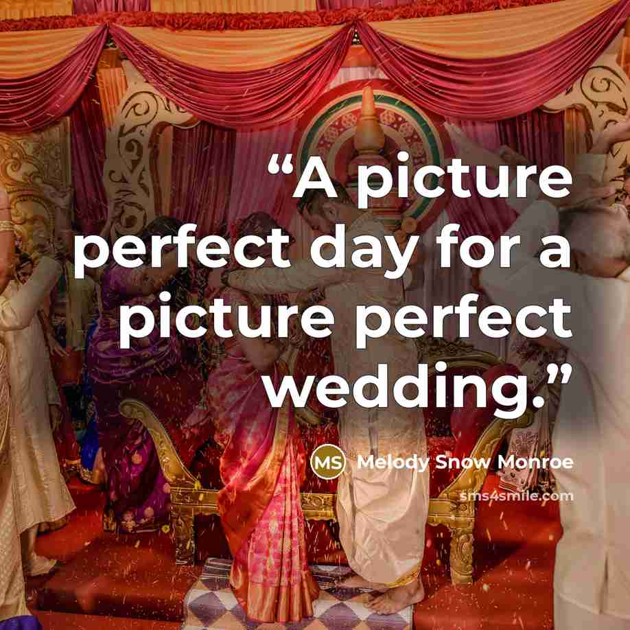 “A picture perfect day for a picture perfect wedding.” quote by Melody Snow Monroe