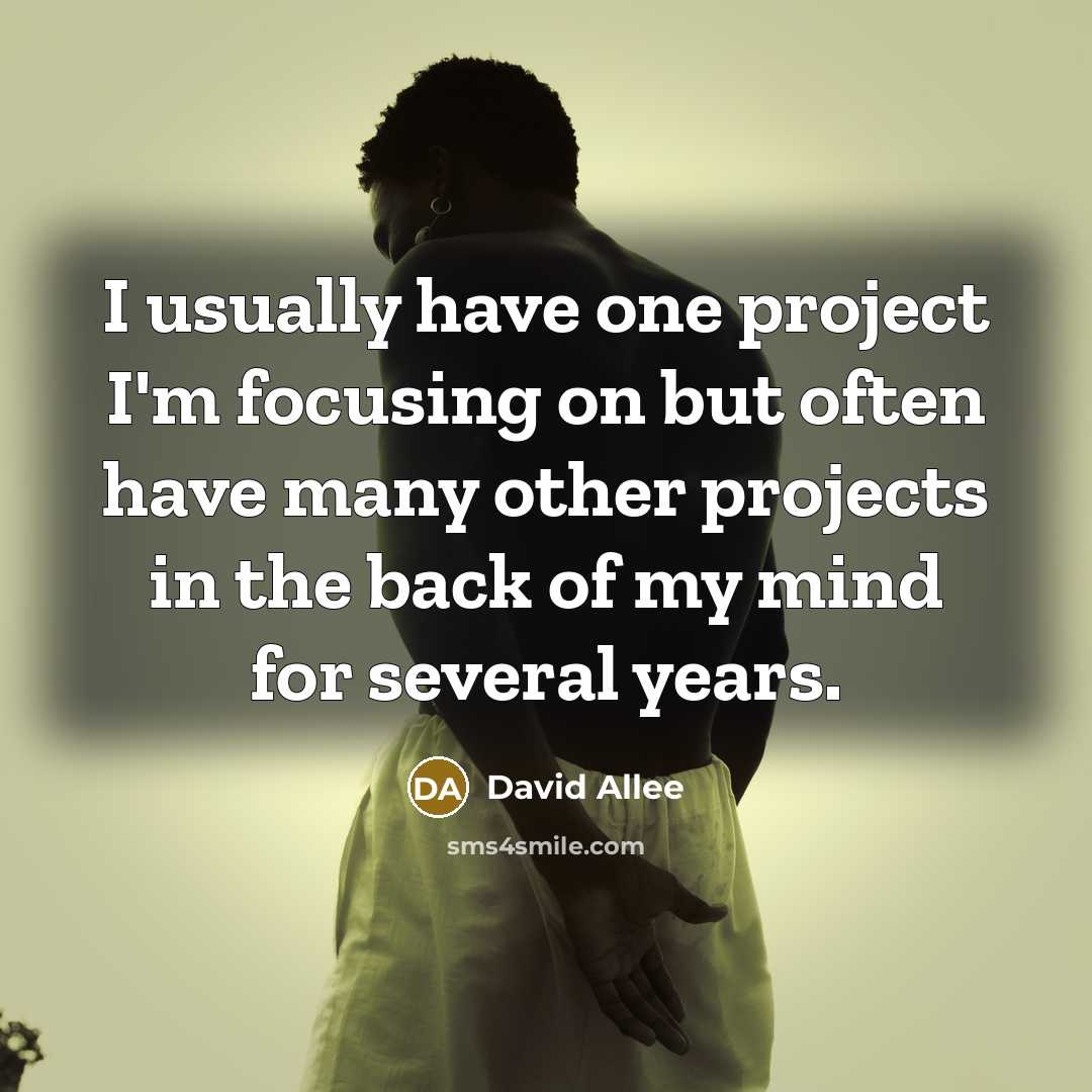“I usually have one project I'm focusing on but often have many other projects in the back of my mind for several years.” quote by David Allee