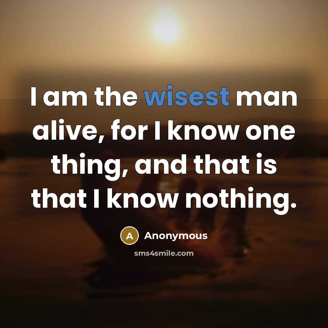 “I am the wisest man alive, for I know one thing, and that is that I know nothing.” quote by Anonymous