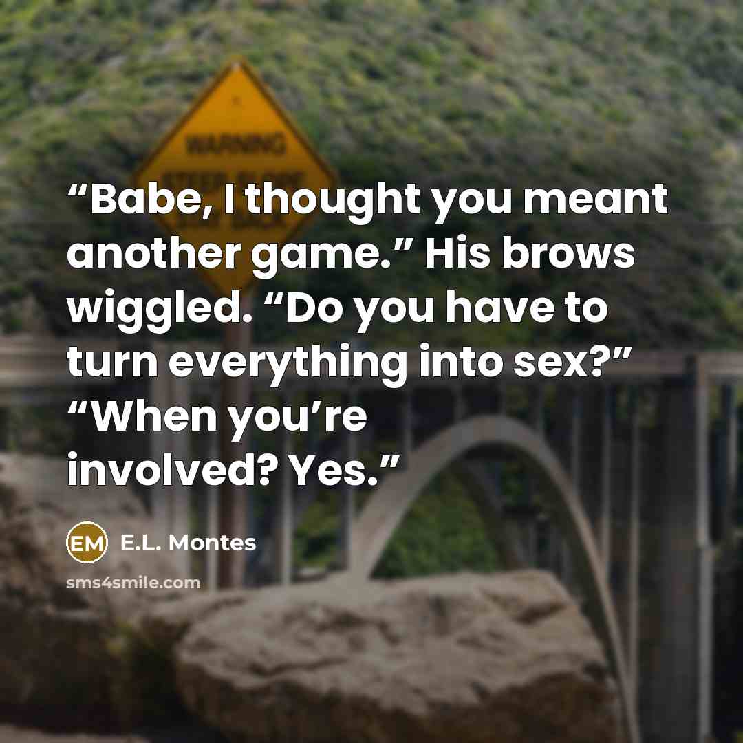 “Babe, I thought you meant another game.” His brows wiggled. “Do you have to turn everything into sex?” “When you’re involved? Yes.” quote by E.L. Montes