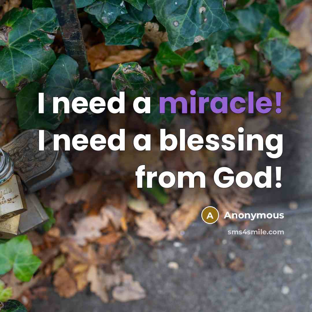“I need a miracle! I need a blessing from God!” quote by Anonymous