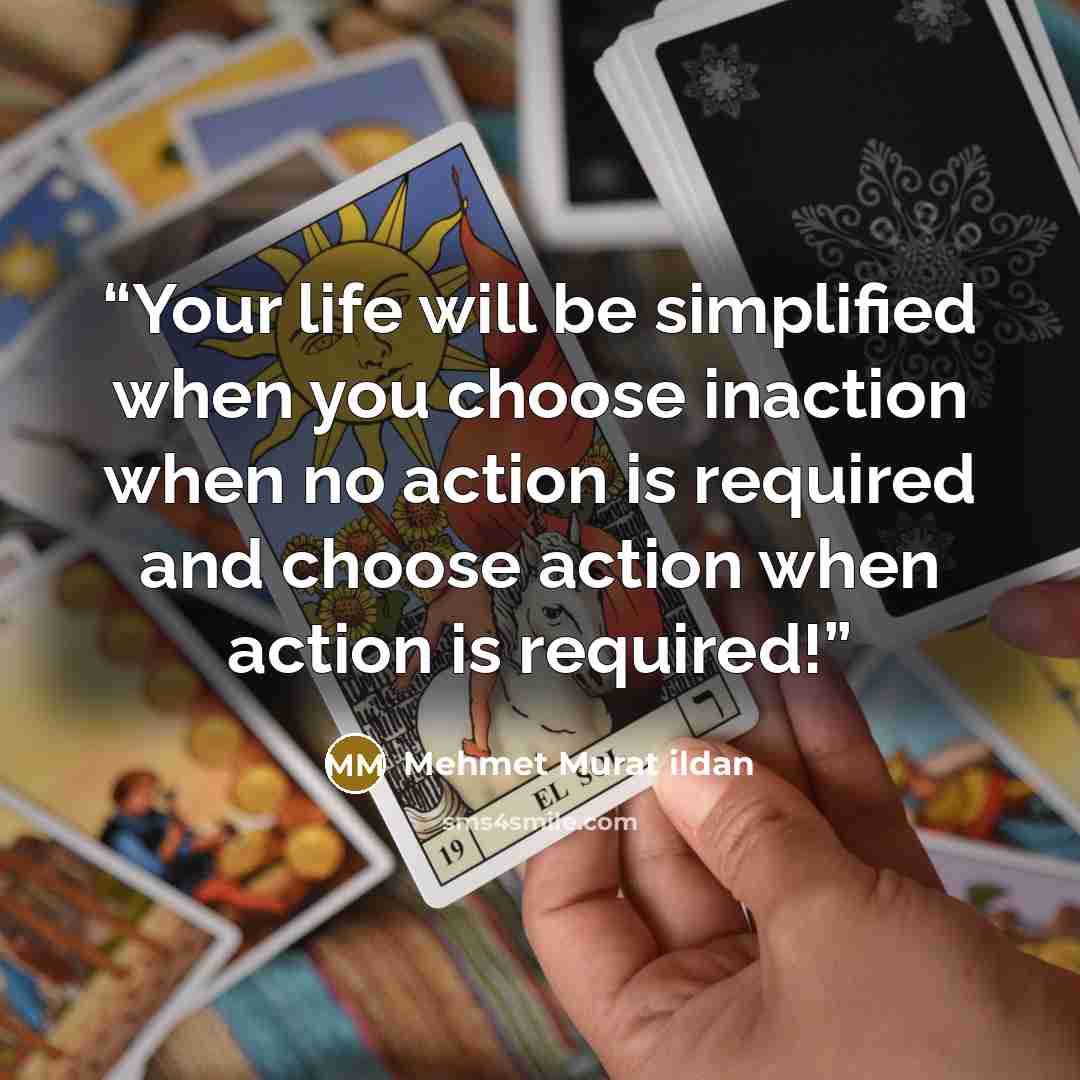“Your life will be simplified when you choose inaction when no action is required and choose action when action is required!” quote by Mehmet Murat ildan
