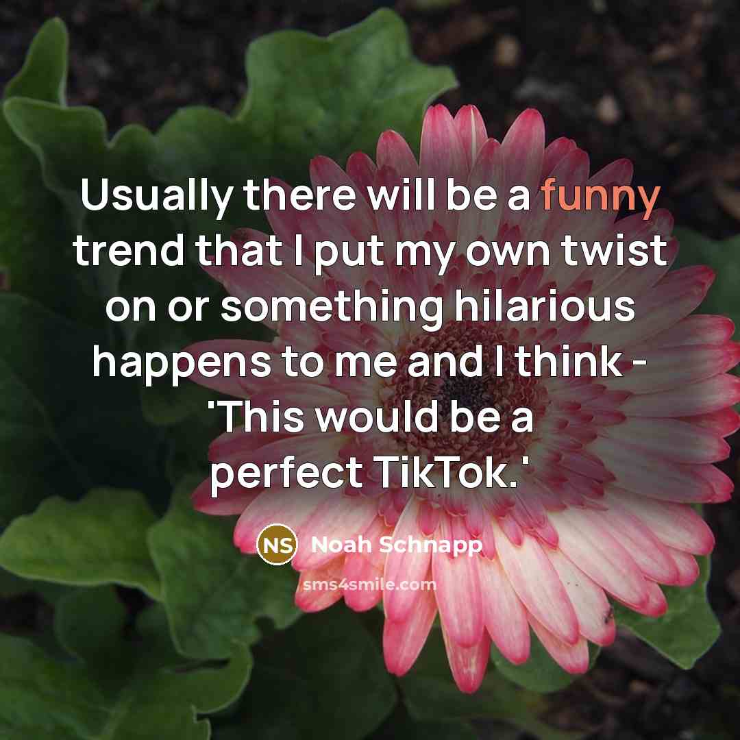“Usually there will be a funny trend that I put my own twist on or something hilarious happens to me and I think - 'This would be a perfect TikTok.'” quote by Noah Schnapp