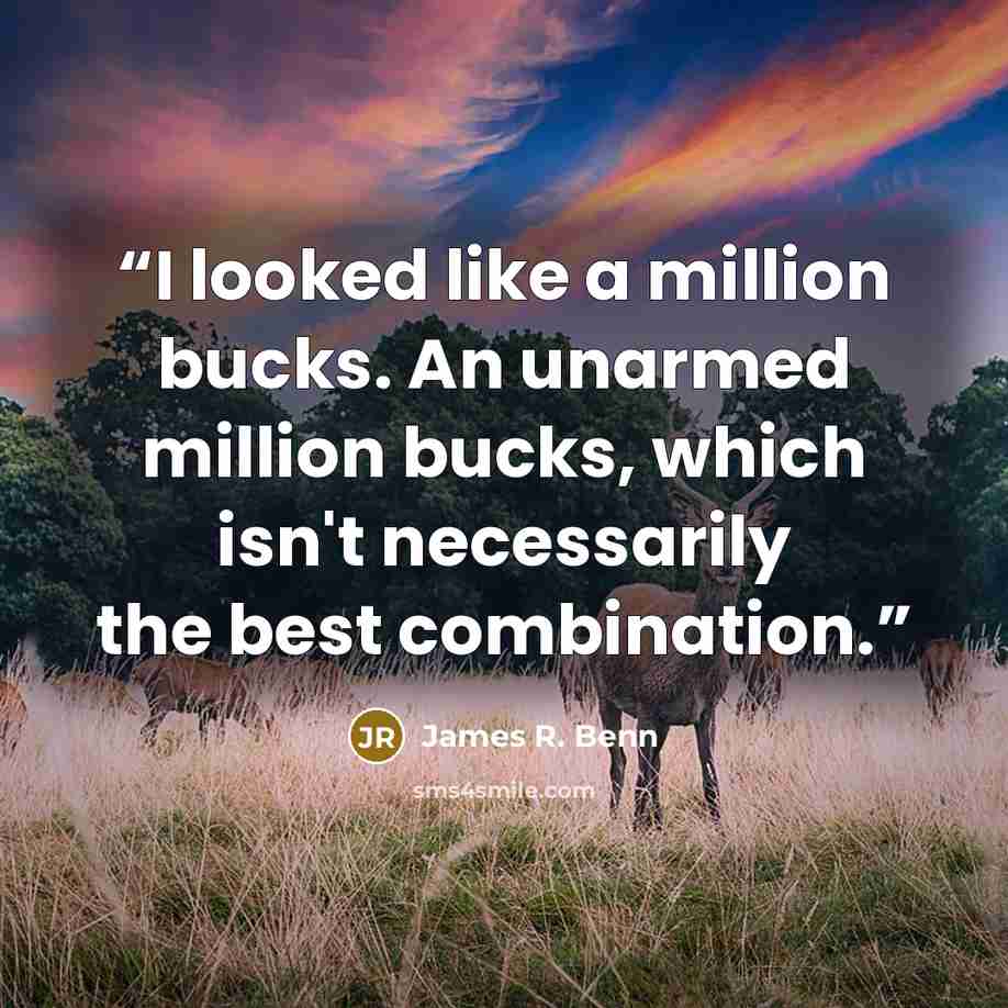 “I looked like a million bucks. An unarmed million bucks, which isn't necessarily the best combination.” quote by James R. Benn