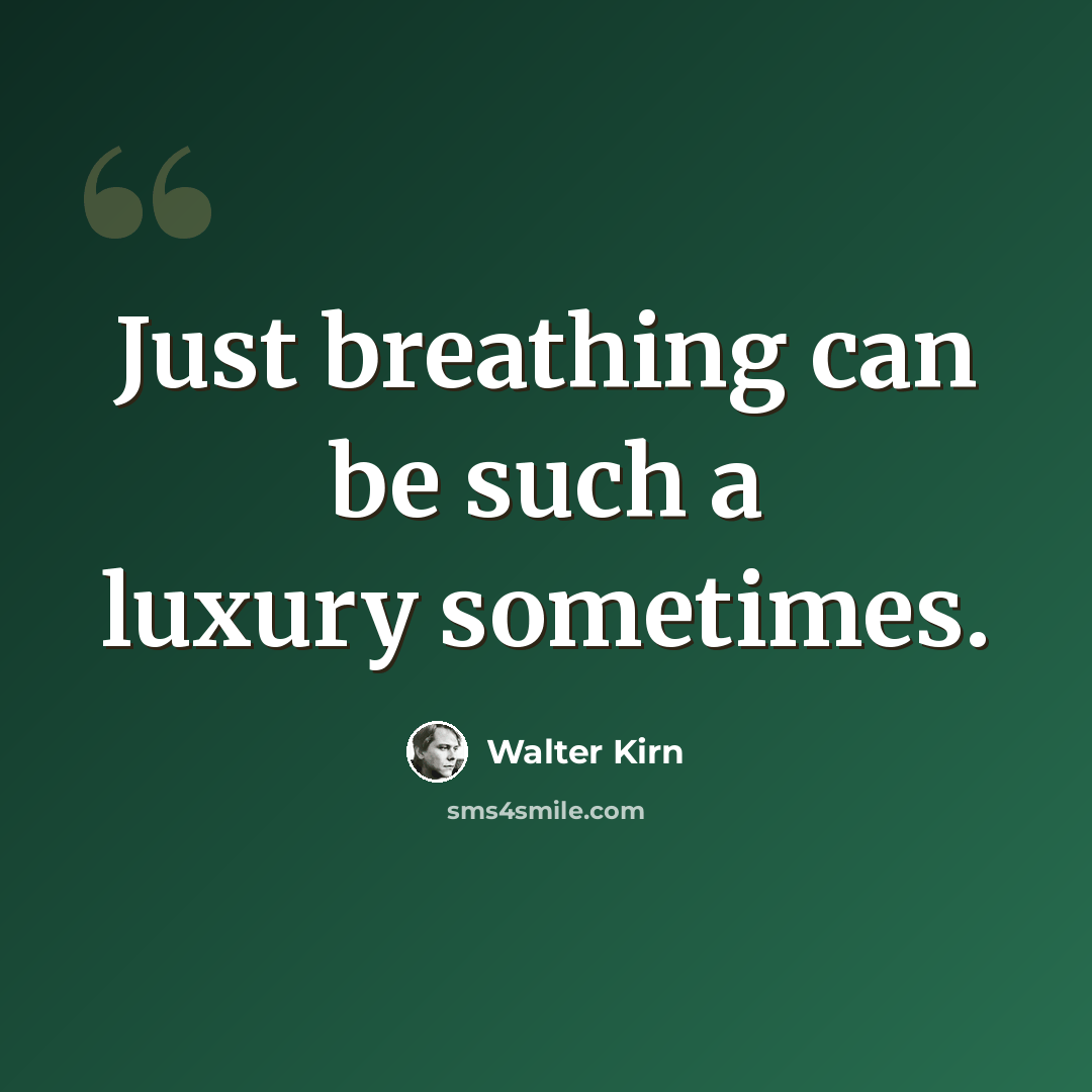 “Just breathing can be such a luxury sometimes.” quote by Walter Kirn