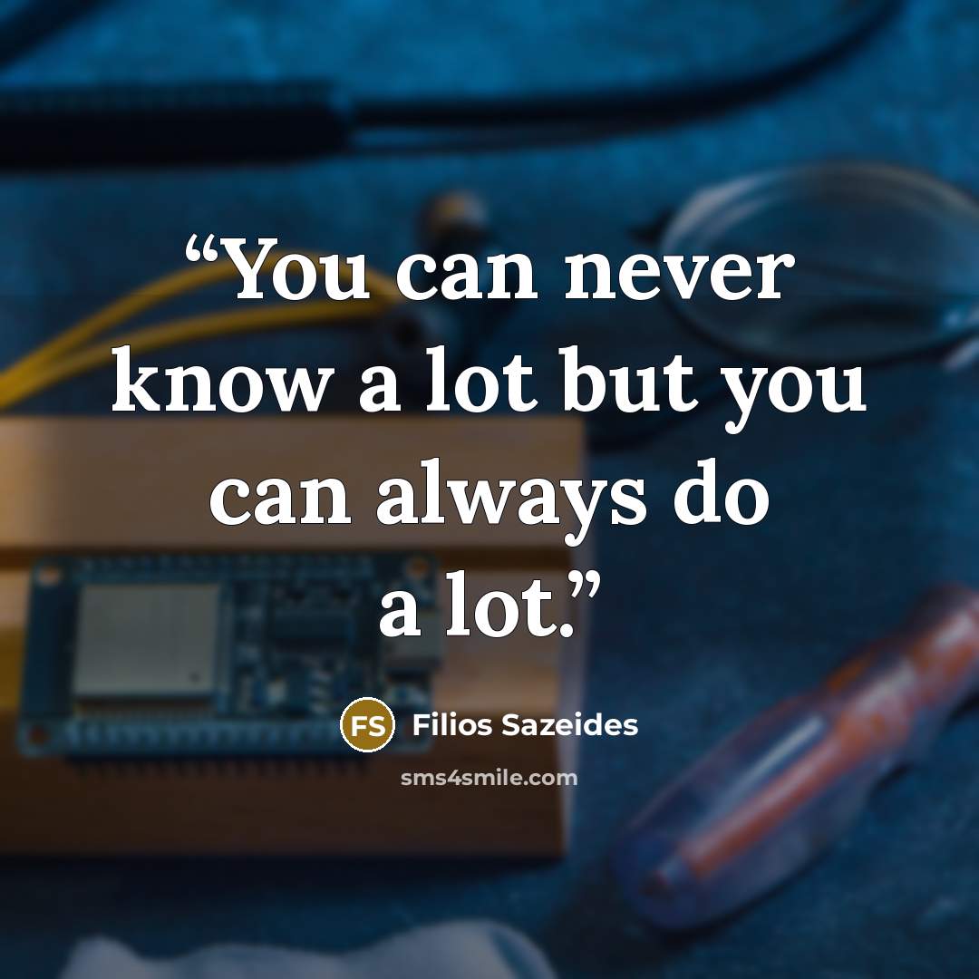 “You can never know a lot but you can always do a lot.” quote by Filios Sazeides