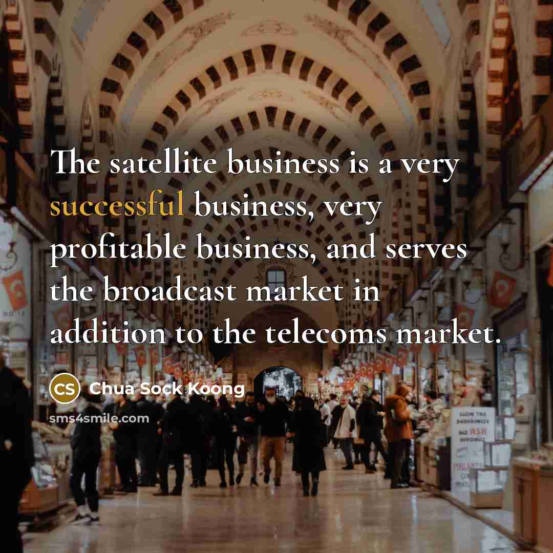 “The satellite business is a very successful business, very profitable business, and serves the broadcast market in addition to the telecoms market.” quote by Chua Sock Koong