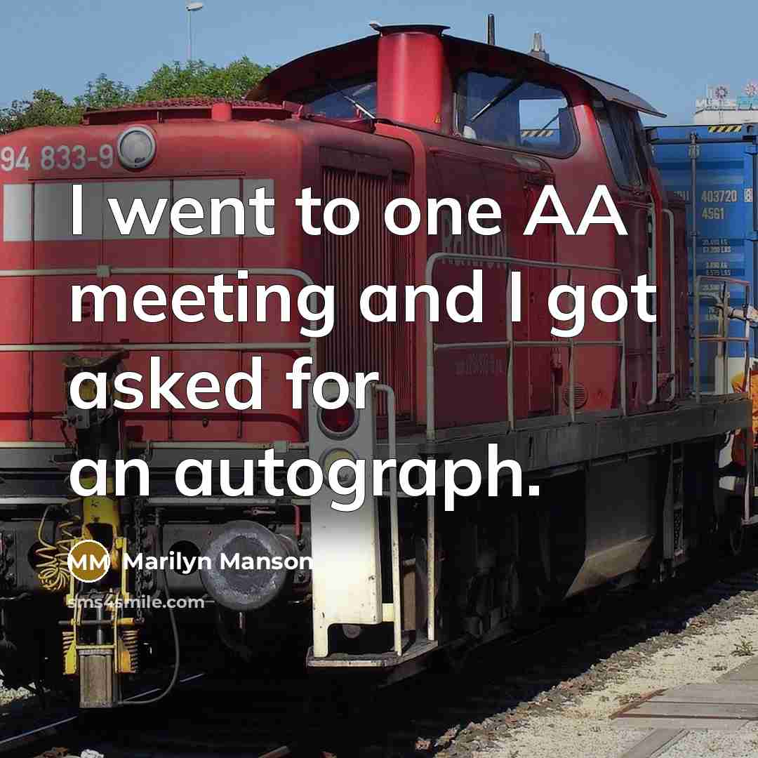 “I went to one AA meeting and I got asked for an autograph.” quote by Marilyn Manson