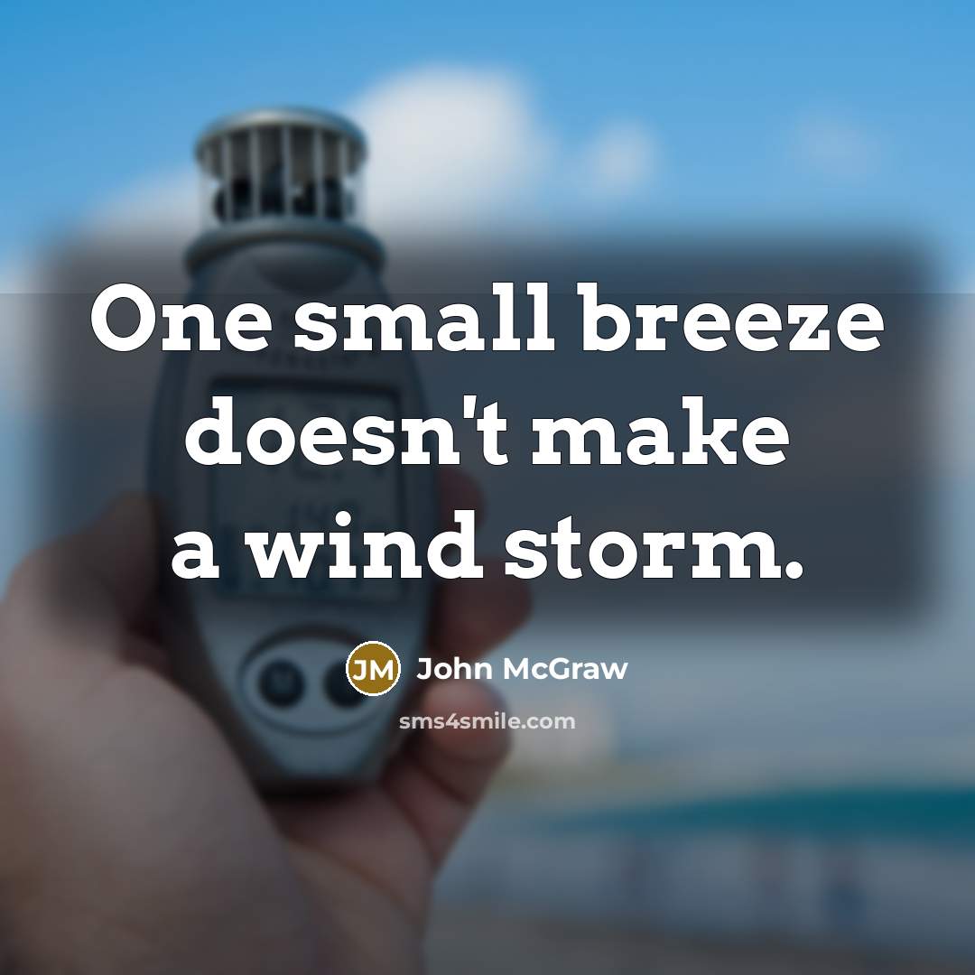 “One small breeze doesn't make a wind storm.” quote by John McGraw