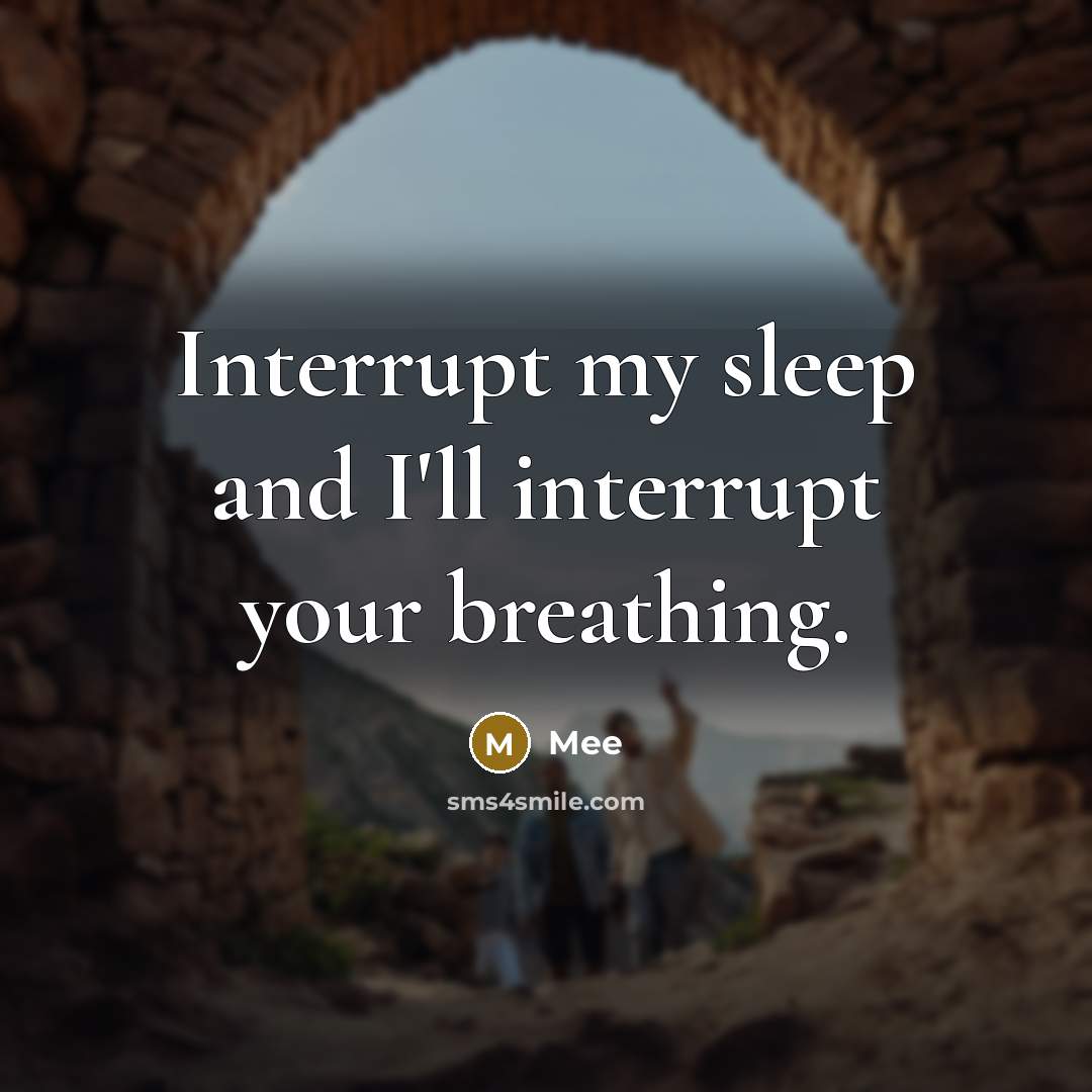 “Interrupt my sleep and I'll interrupt your breathing.” quote by Mee