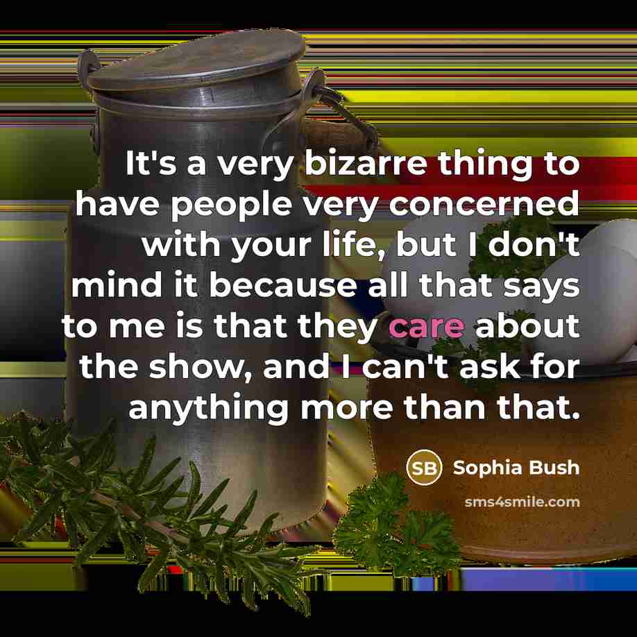 “It's a very bizarre thing to have people very concerned with your life, but I don't mind it because all that says to me is that they care about the show, and I can't ask for anything more than that.” quote by Sophia Bush