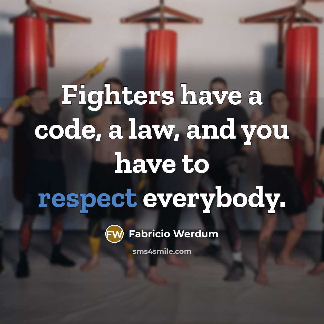 “Fighters have a code, a law, and you have to respect everybody.” quote by Fabricio Werdum