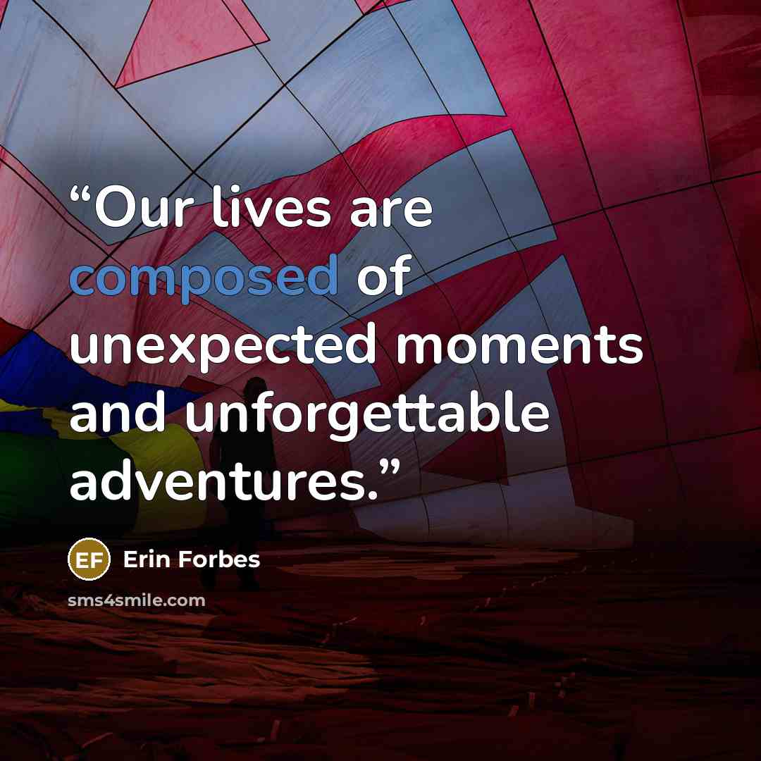 “Our lives are composed of unexpected moments and unforgettable adventures.” quote by Erin Forbes