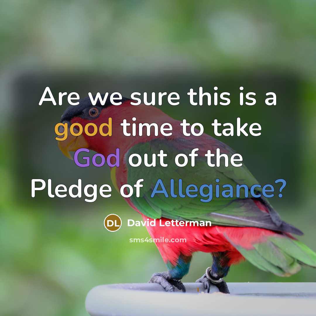 “Are we sure this is a good time to take God out of the Pledge of Allegiance?” quote by David Letterman