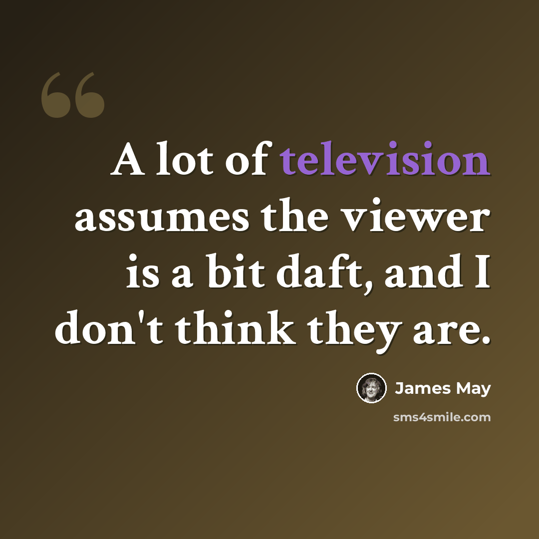 “A lot of television assumes the viewer is a bit daft, and I don't think they are.” quote by James May