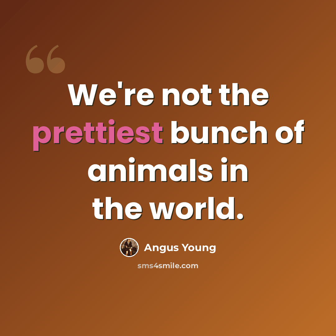 “We're not the prettiest bunch of animals in the world.” quote by Angus Young