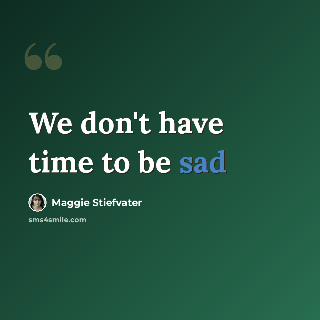 “We don't have time to be sad” quote by Maggie Stiefvater