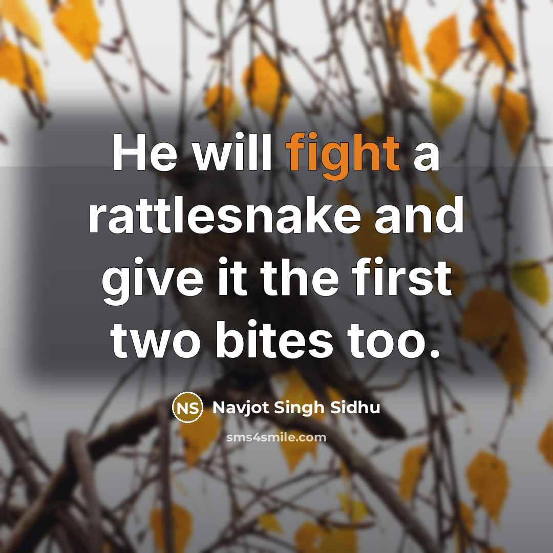 “He will fight a rattlesnake and give it the first two bites too.” quote by Navjot Singh Sidhu