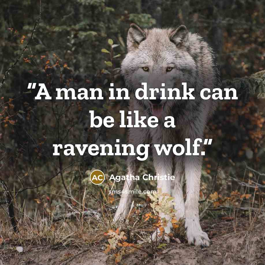 “A man in drink can be like a ravening wolf.” quote by Agatha Christie
