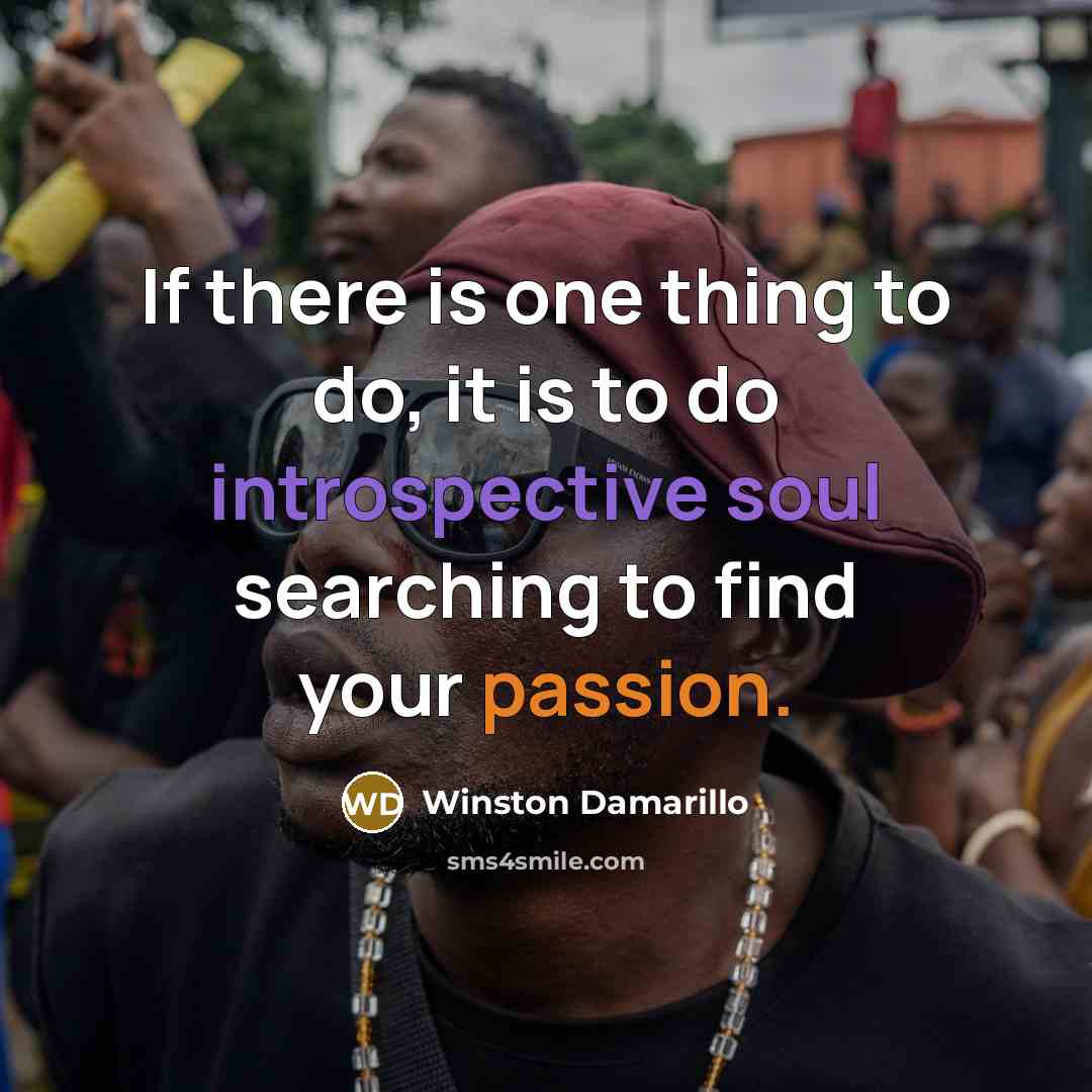 “If there is one thing to do, it is to do introspective soul searching to find your passion.” quote by Winston Damarillo