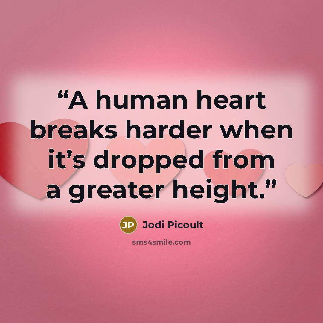 “A human heart breaks harder when it’s dropped from a greater height.” quote by Jodi Picoult