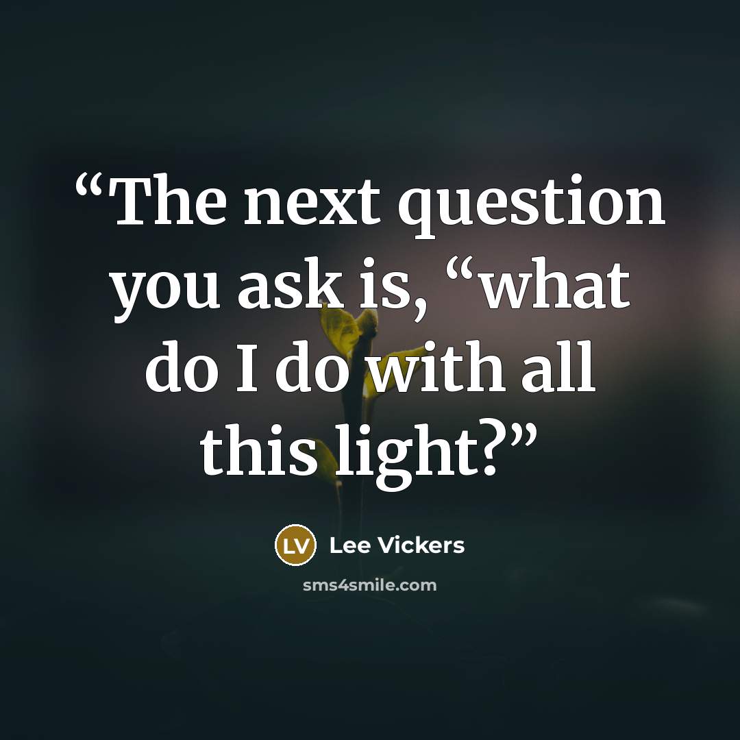 “The next question you ask is, “what do I do with all this light?” quote by Lee Vickers