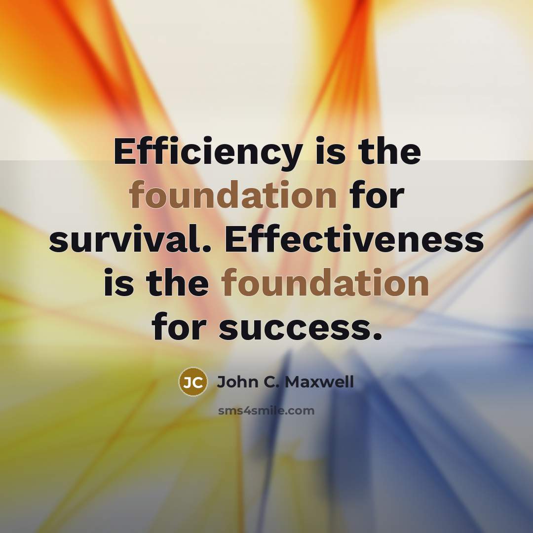“Efficiency is the foundation for survival. Effectiveness is the foundation for success.” quote by John C. Maxwell