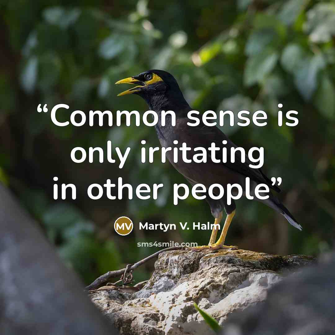 “Common sense is only irritating in other people” quote by Martyn V. Halm
