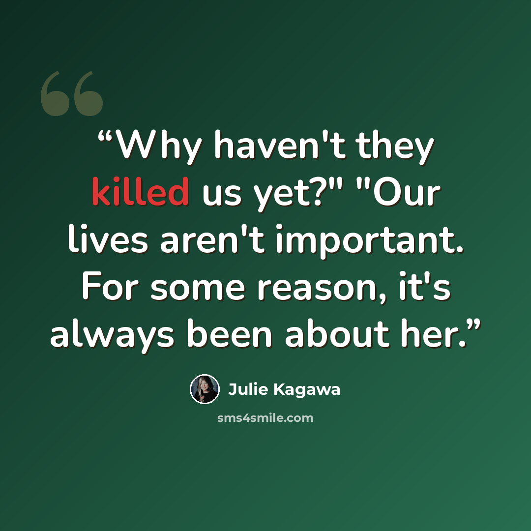 “Why haven't they killed us yet?" "Our lives aren't important. For some reason, it's always been about her.” quote by Julie Kagawa