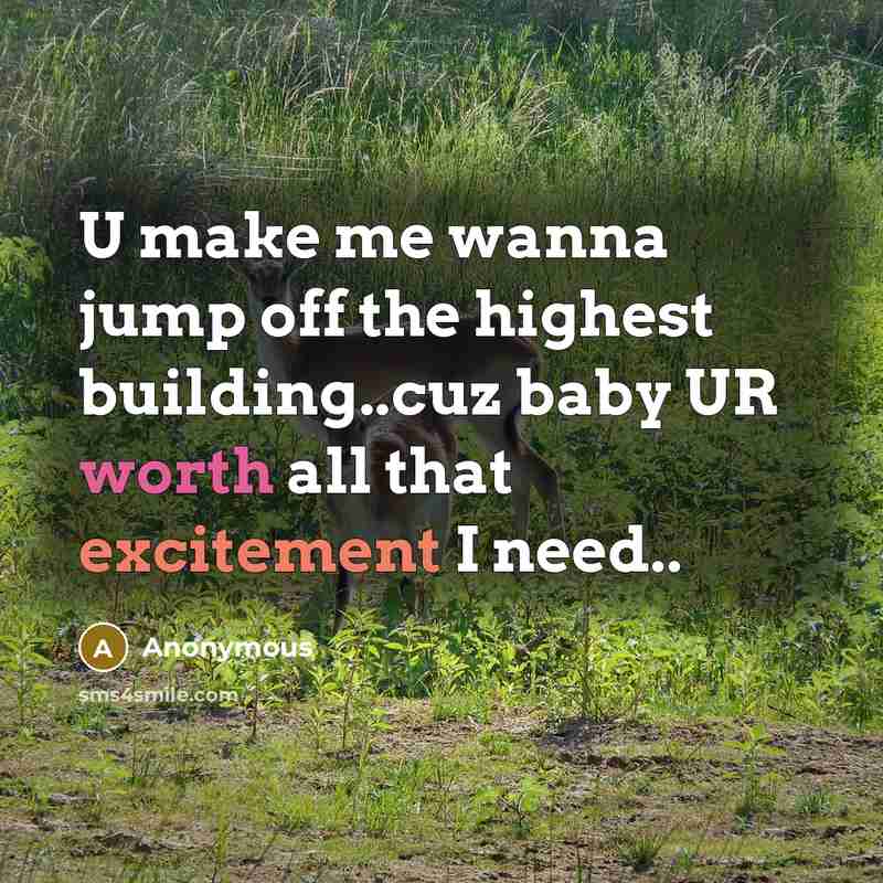 “U make me wanna jump off the highest building..cuz baby UR worth all that excitement I need..” quote by Anonymous