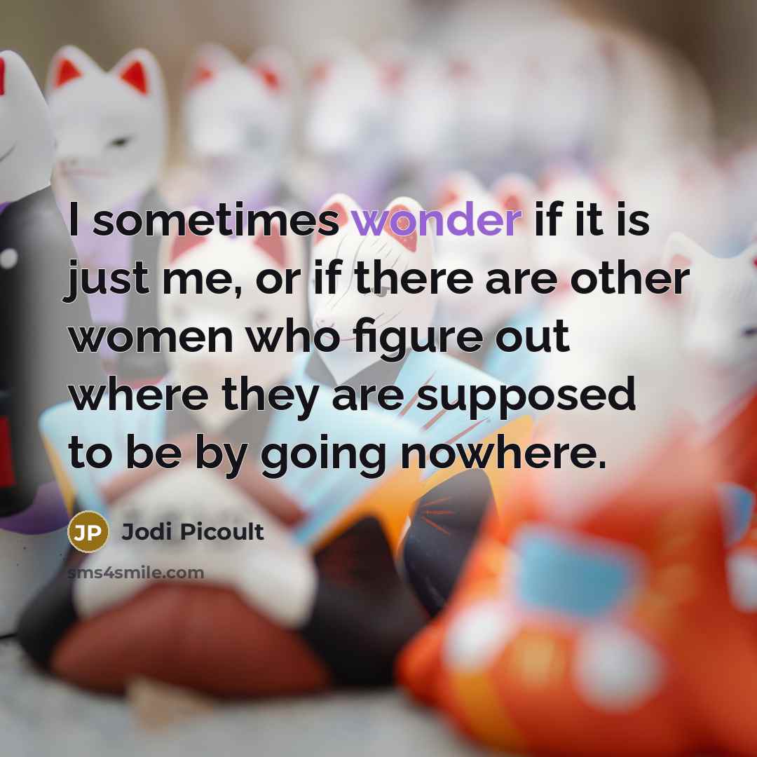 “I sometimes wonder if it is just me, or if there are other women who figure out where they are supposed to be by going nowhere.” quote by Jodi Picoult