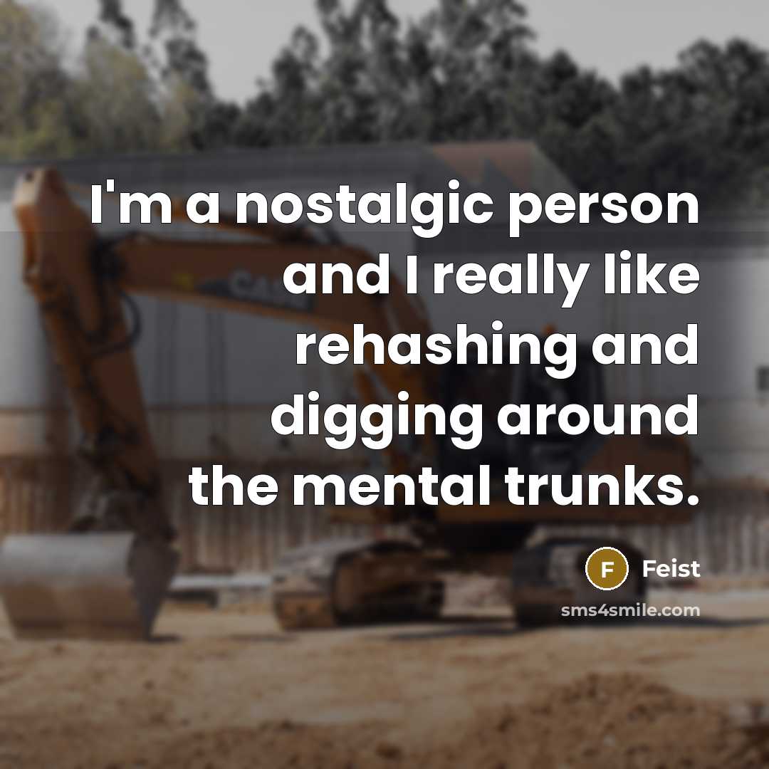 “I'm a nostalgic person and I really like rehashing and digging around the mental trunks.” quote by Feist