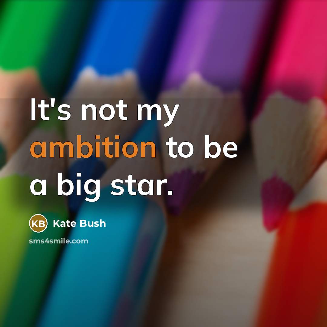 “It's not my ambition to be a big star.” quote by Kate Bush