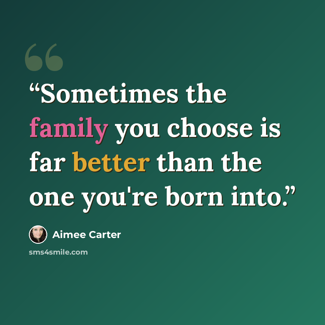 “Sometimes the family you choose is far better than the one you're born into.” quote by Aimee Carter