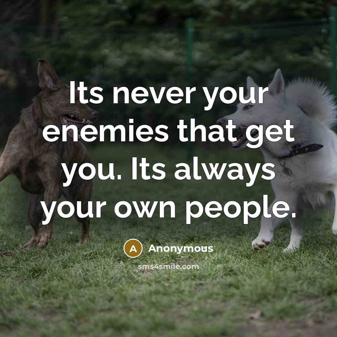 “Its never your enemies that get you. Its always your own people.” quote by Anonymous