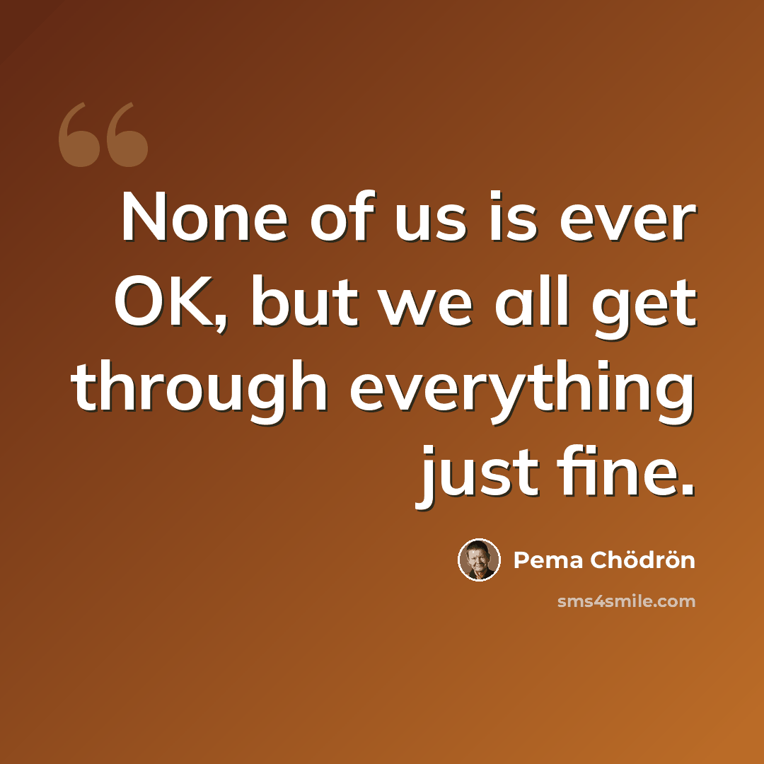“None of us is ever OK, but we all get through everything just fine.” quote by Pema Chodron
