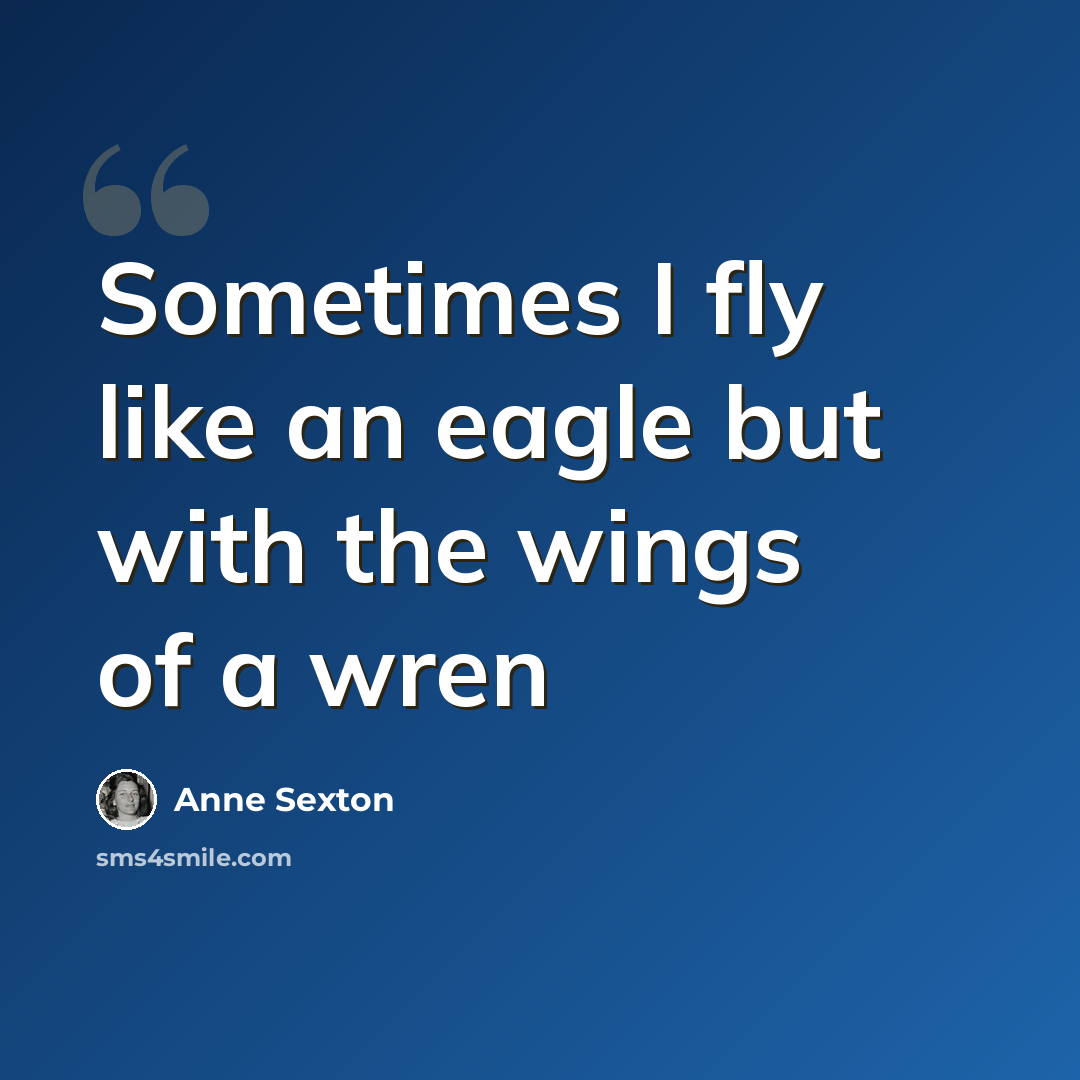 “Sometimes I fly like an eagle but with the wings of a wren” quote by Anne Sexton