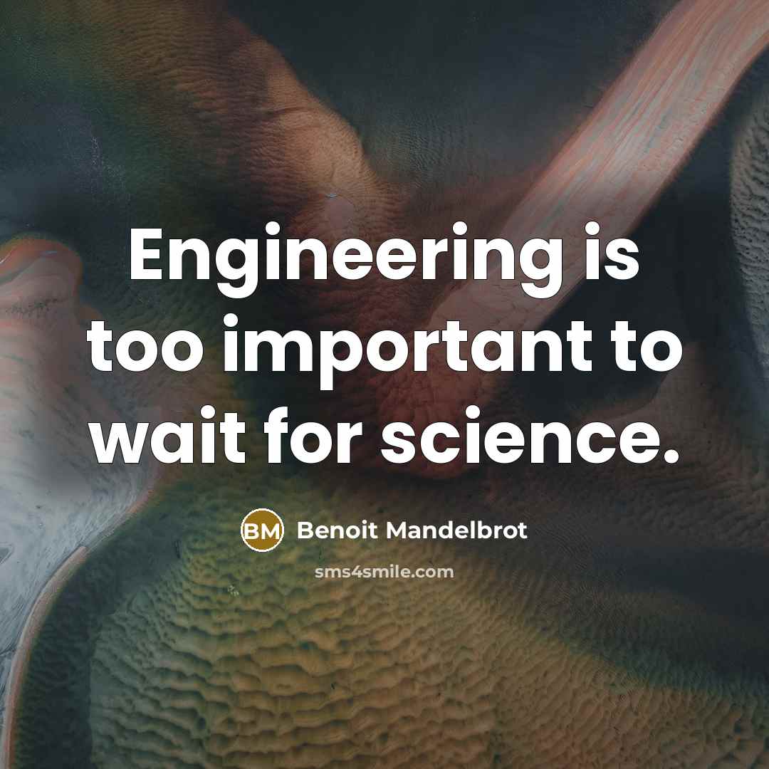 “Engineering is too important to wait for science.” quote by Benoit Mandelbrot