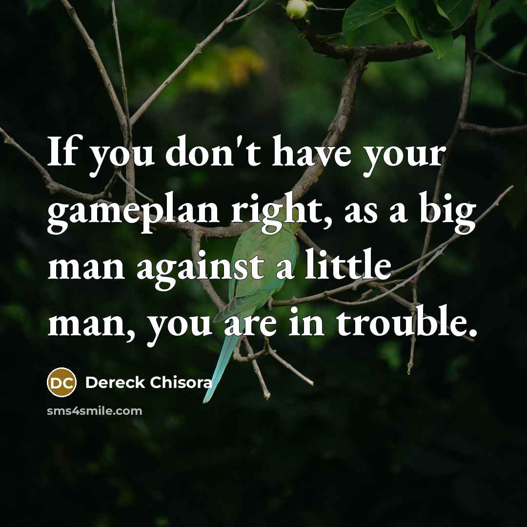 “If you don't have your gameplan right, as a big man against a little man, you are in trouble.” quote by Dereck Chisora