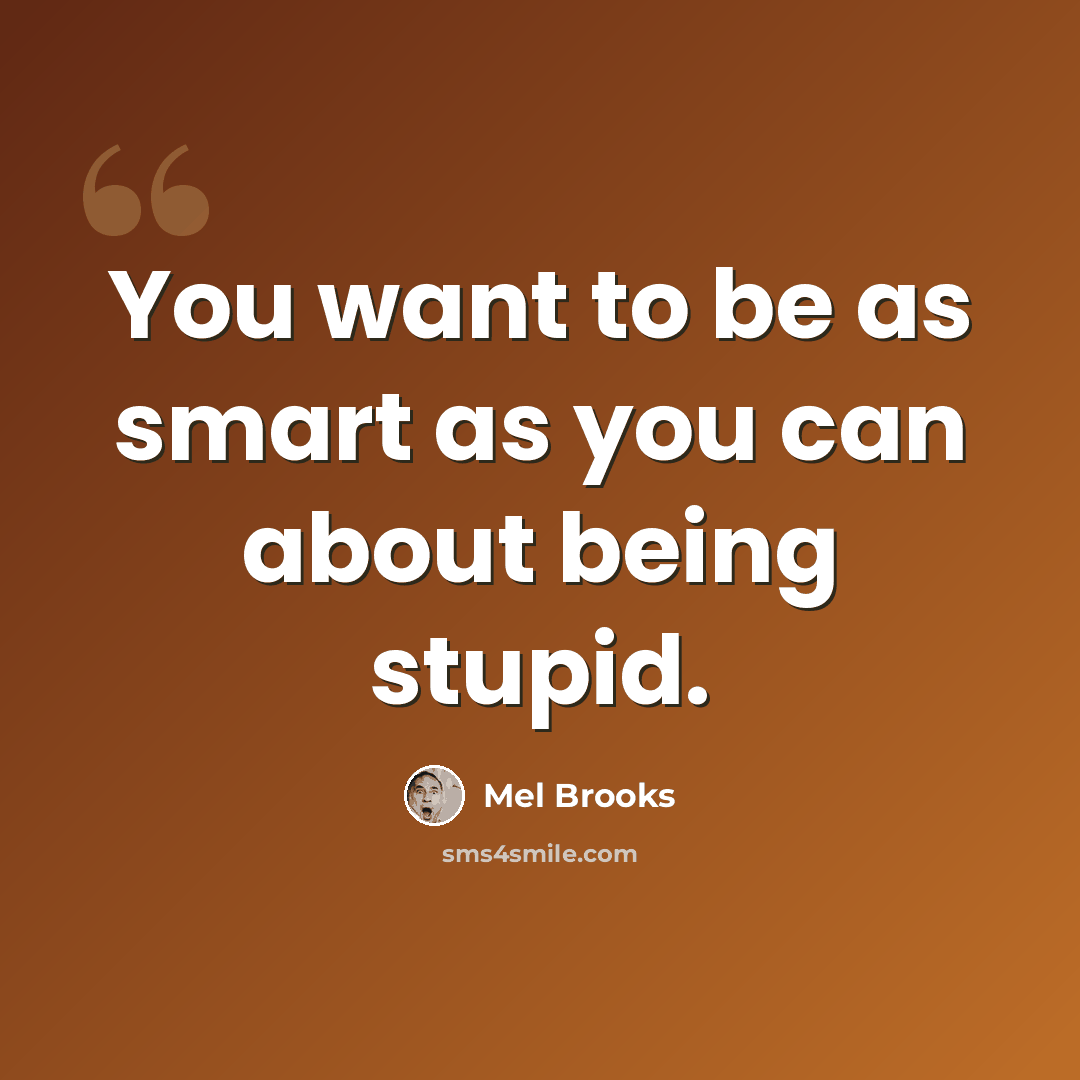 “You want to be as smart as you can about being stupid.” quote by Mel Brooks