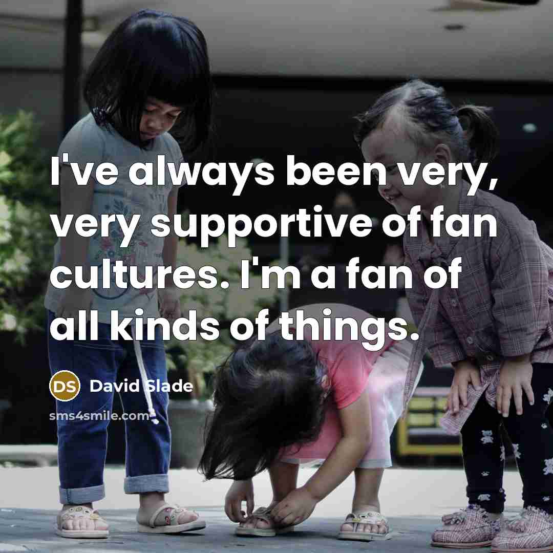 “I've always been very, very supportive of fan cultures. I'm a fan of all kinds of things.” quote by David Slade