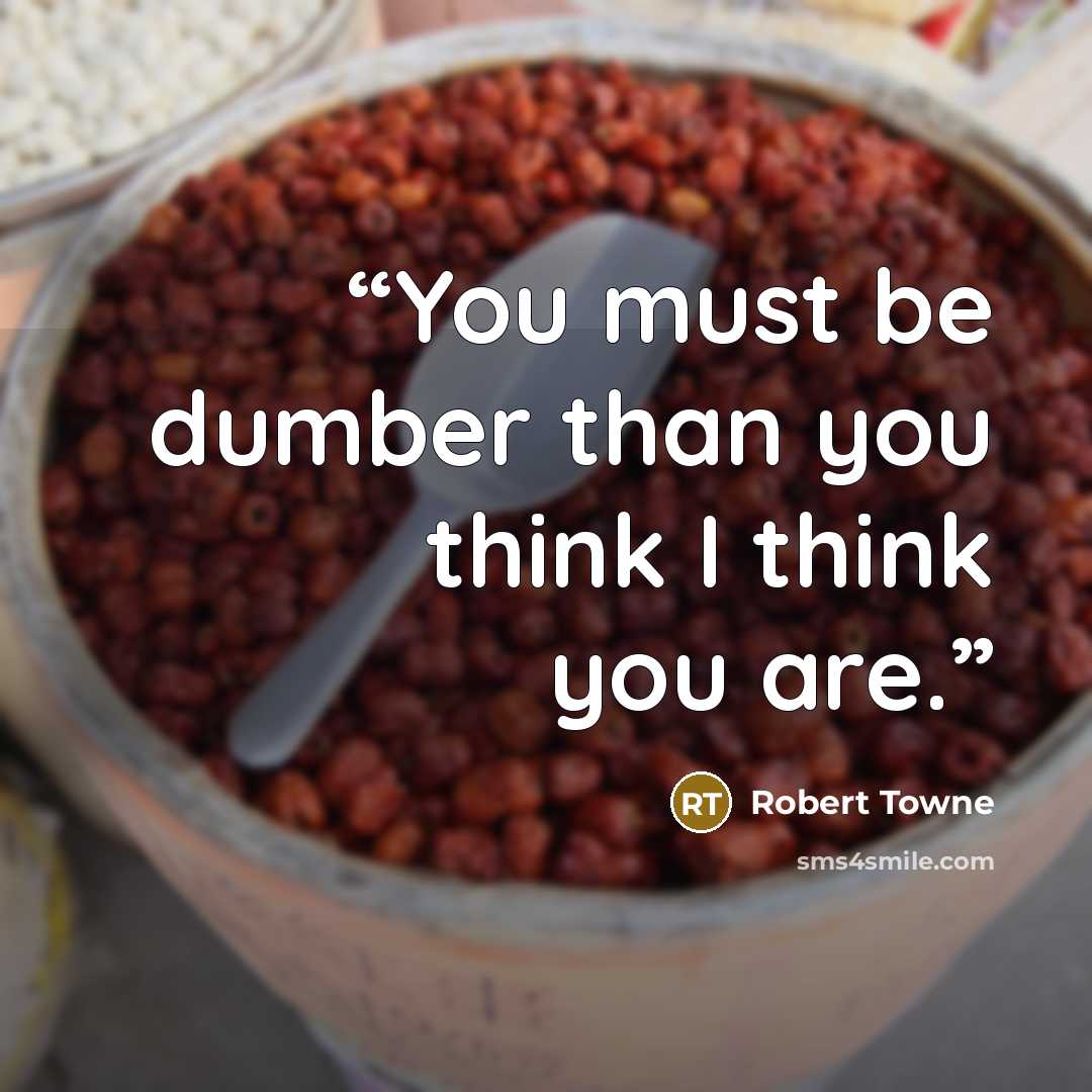 “You must be dumber than you think I think you are.” quote by Robert Towne