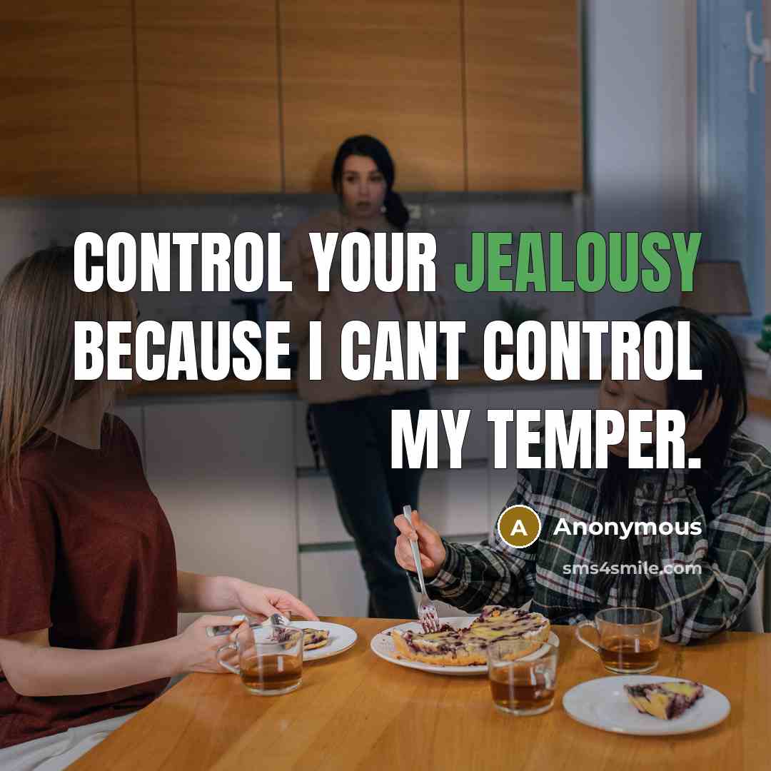 “Control your jealousy because I cant control my temper.” quote by Anonymous