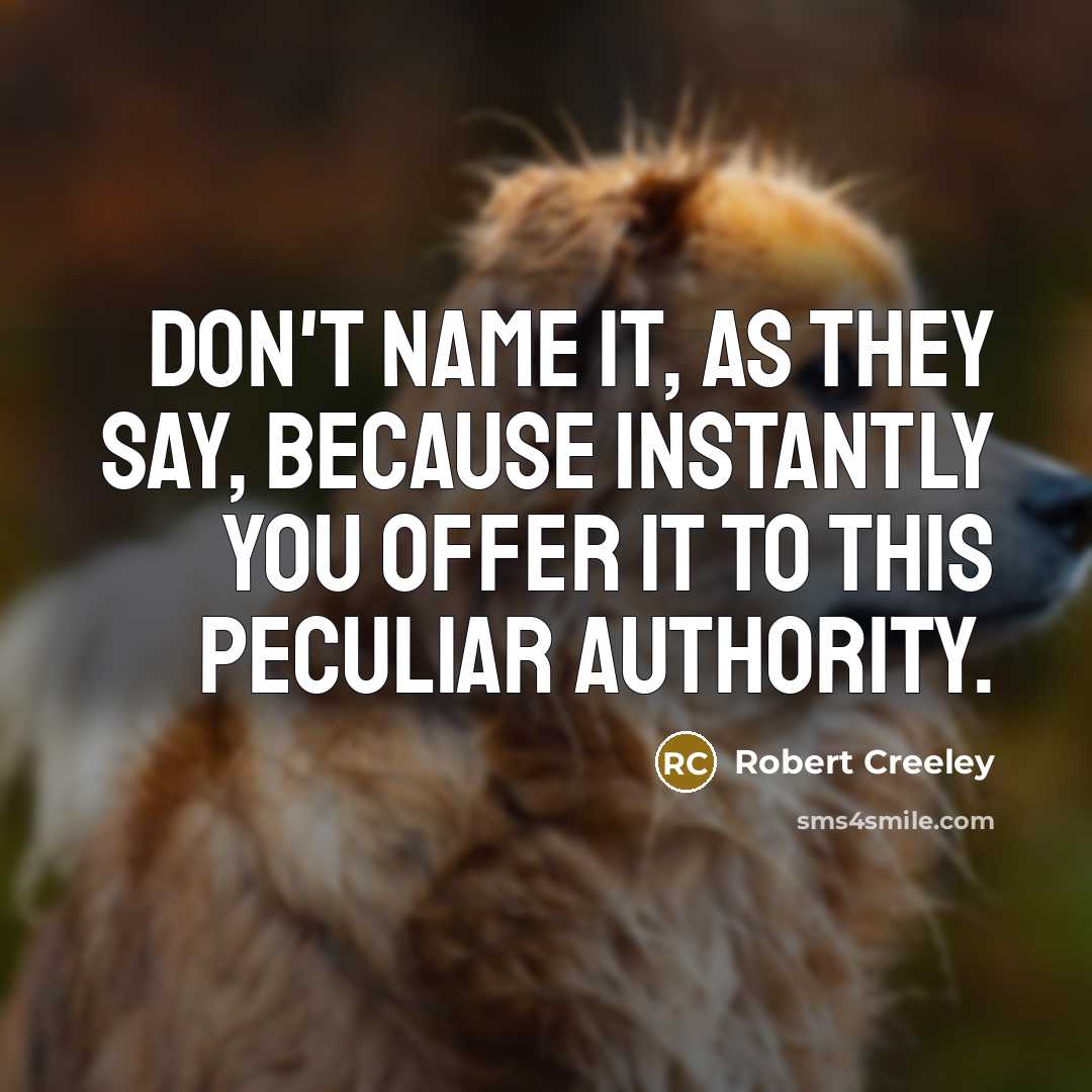 “Don't name it, as they say, because instantly you offer it to this peculiar authority.” quote by Robert Creeley