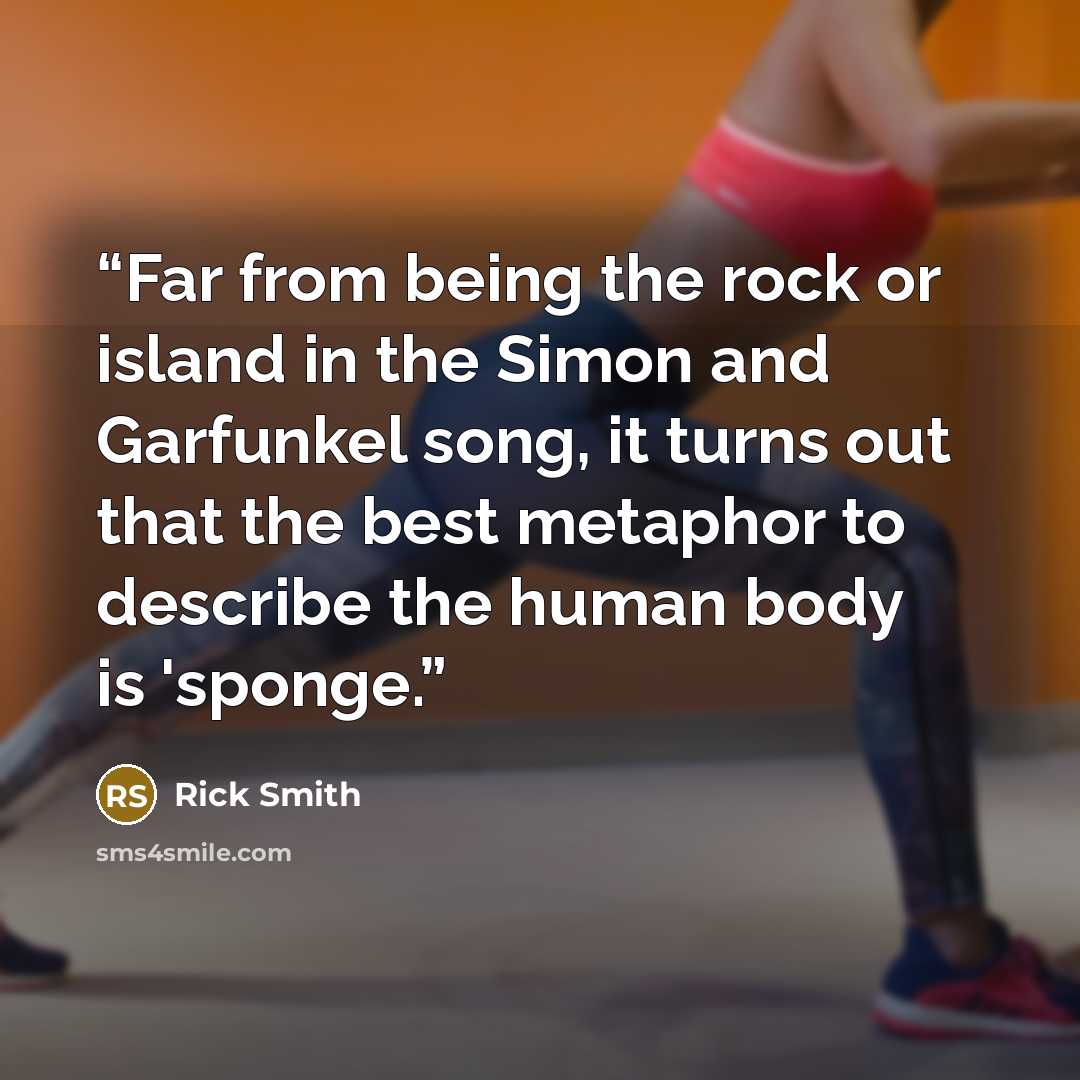 “Far from being the rock or island in the Simon and Garfunkel song, it turns out that the best metaphor to describe the human body is 'sponge.” quote by Rick Smith
