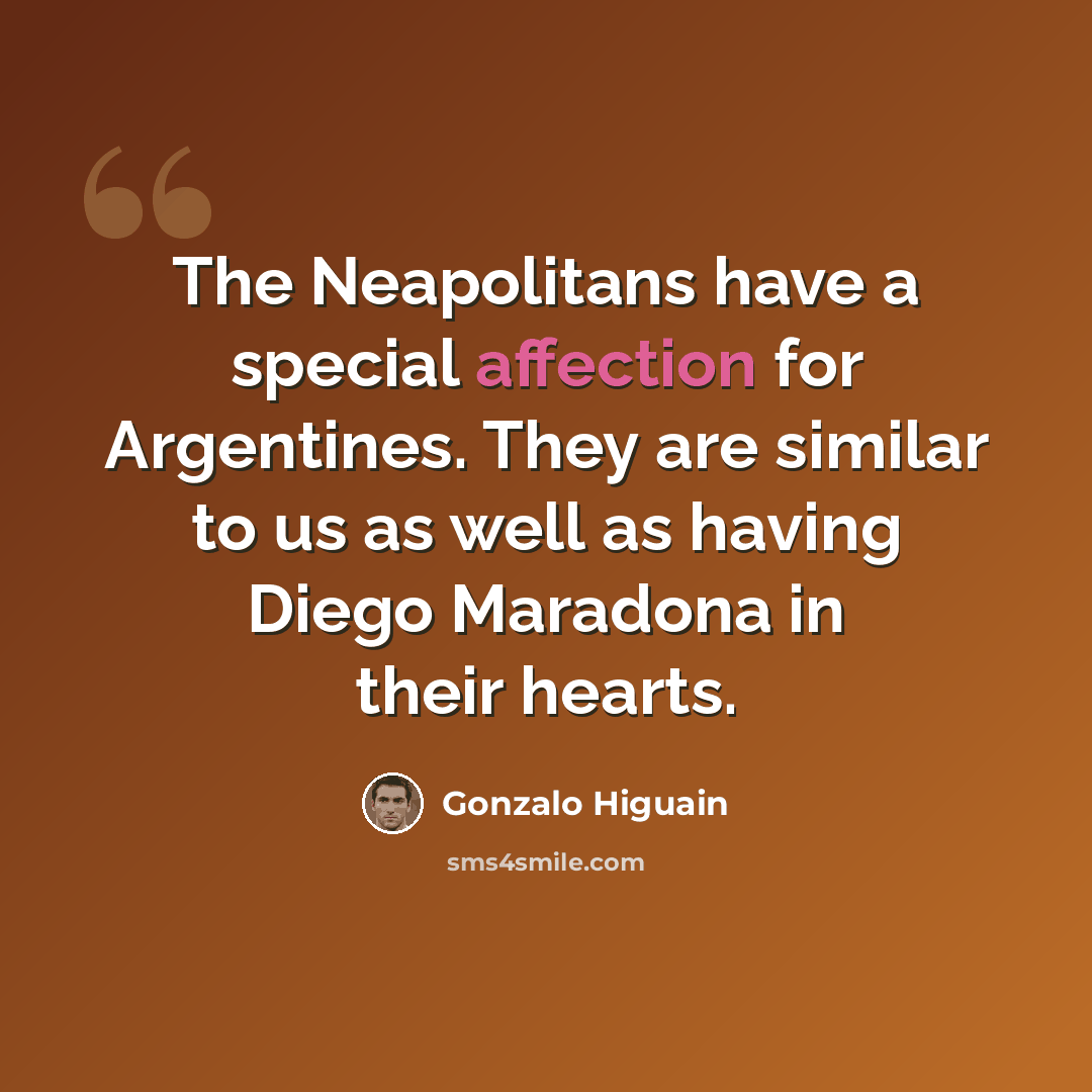 “The Neapolitans have a special affection for Argentines. They are similar to us as well as having Diego Maradona in their hearts.” quote by Gonzalo Higuain