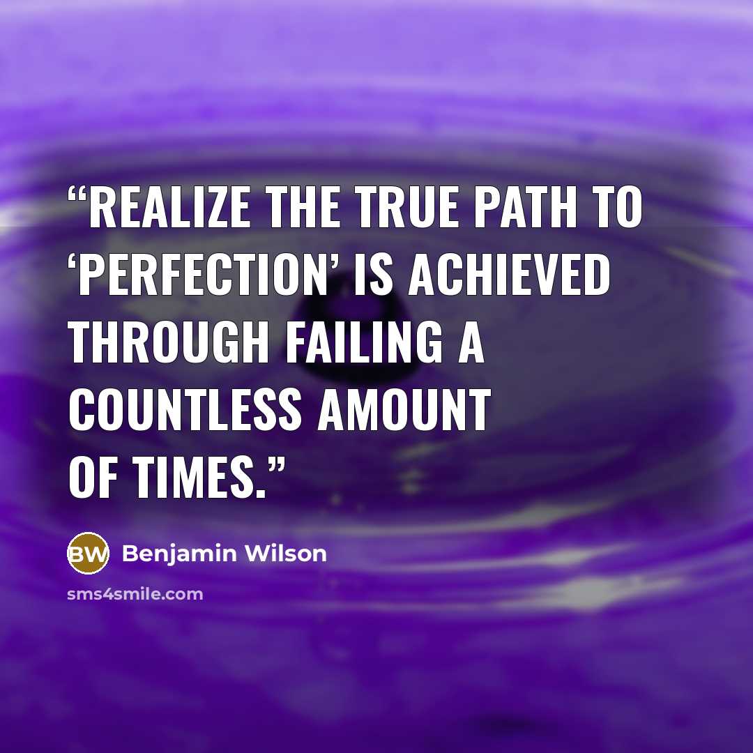 “realize the true path to ‘perfection’ is achieved through failing a countless amount of times.” quote by Benjamin Wilson