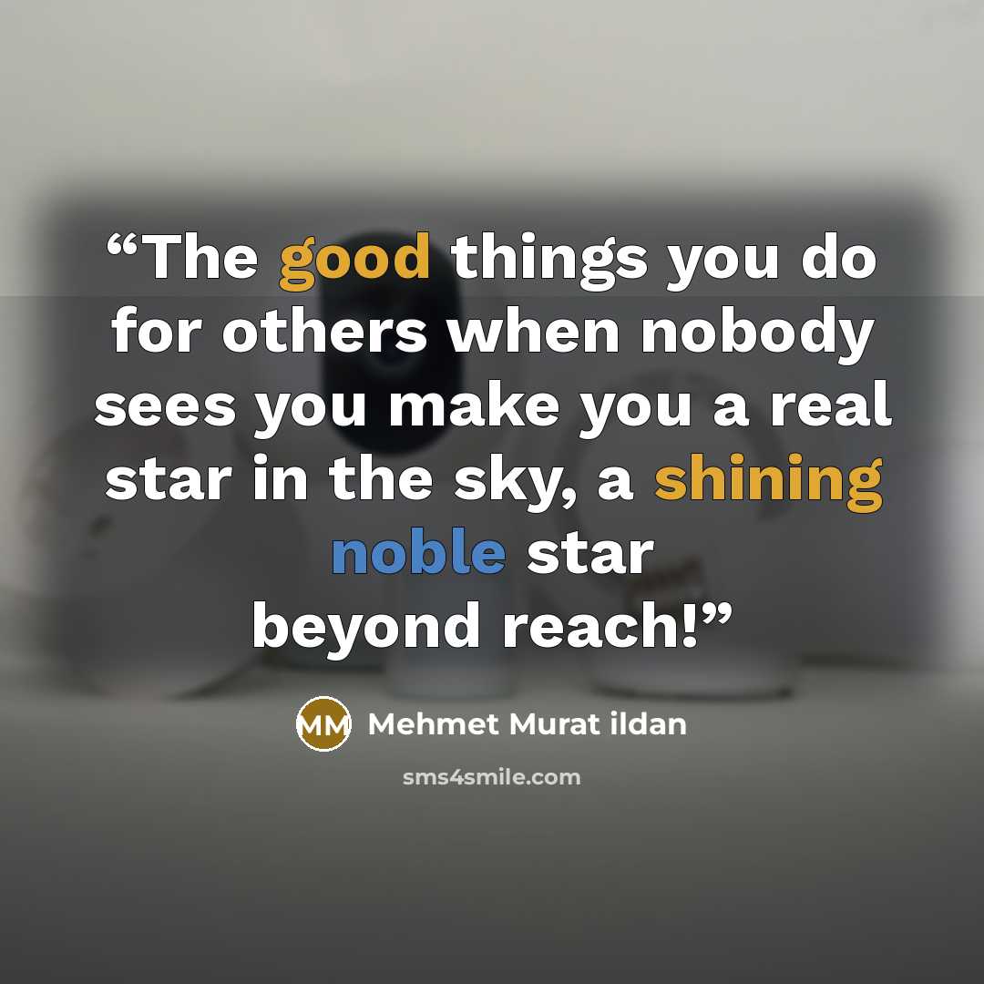 “The good things you do for others when nobody sees you make you a real star in the sky, a shining noble star beyond reach!” quote by Mehmet Murat ildan
